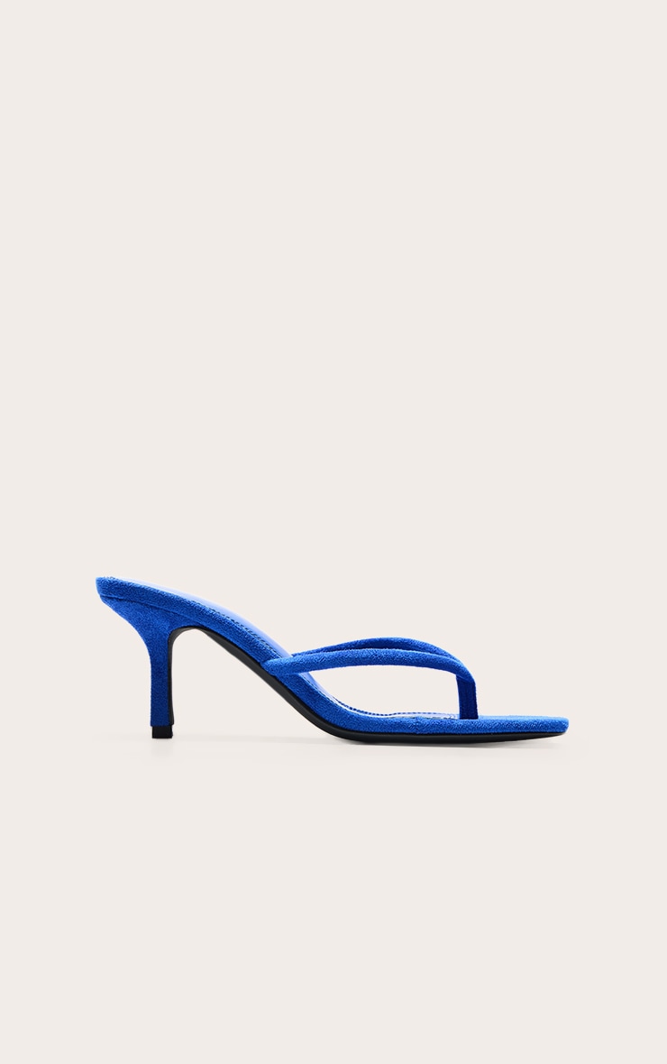 Cobalt Suede Round Toe Thong Mid Heeled Mules image 2