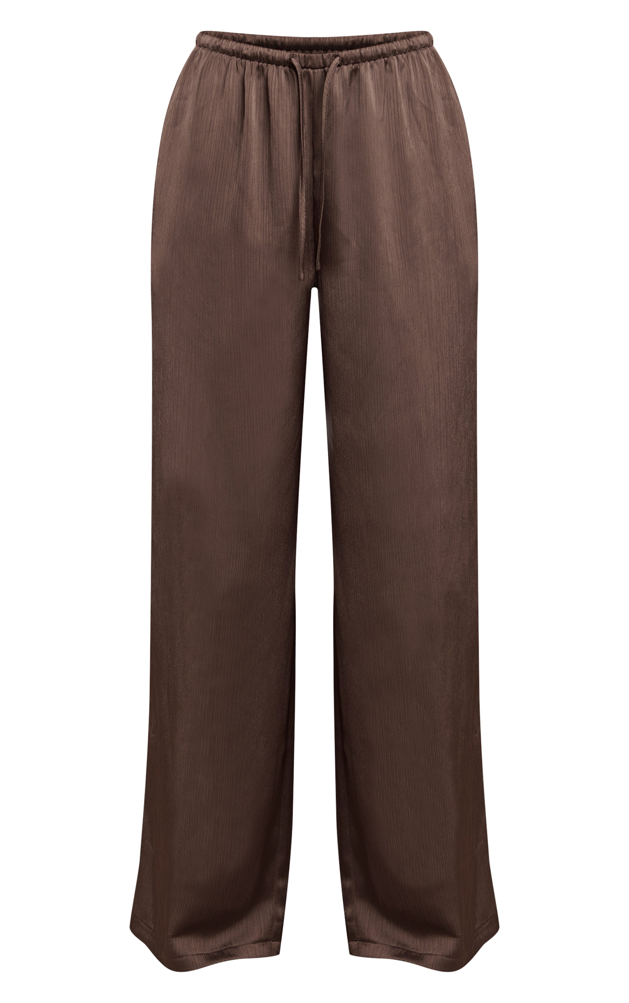 Charcoal Grey Textured Satin Drawstring Straight Leg Pant image 5