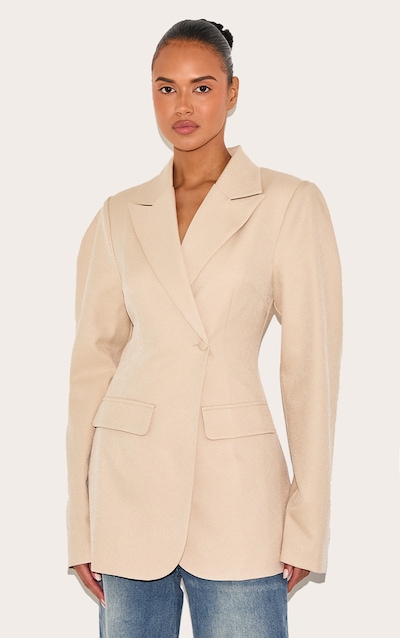 Blazer très oversize gris pierre à épaules tombantes