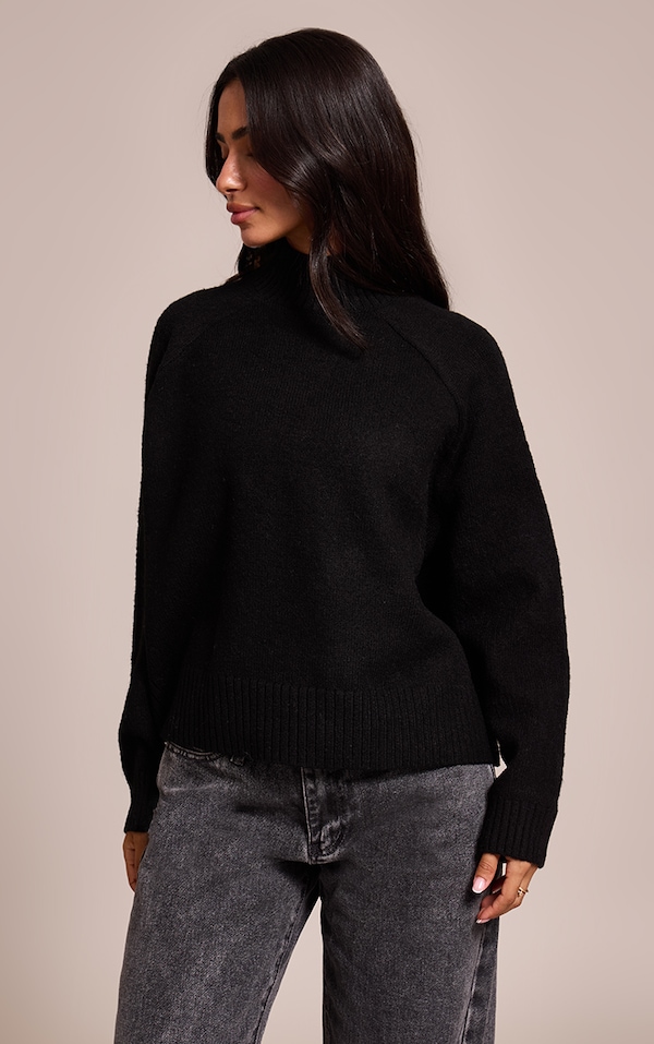 Petite Black Knit Turtleneck Sweater
