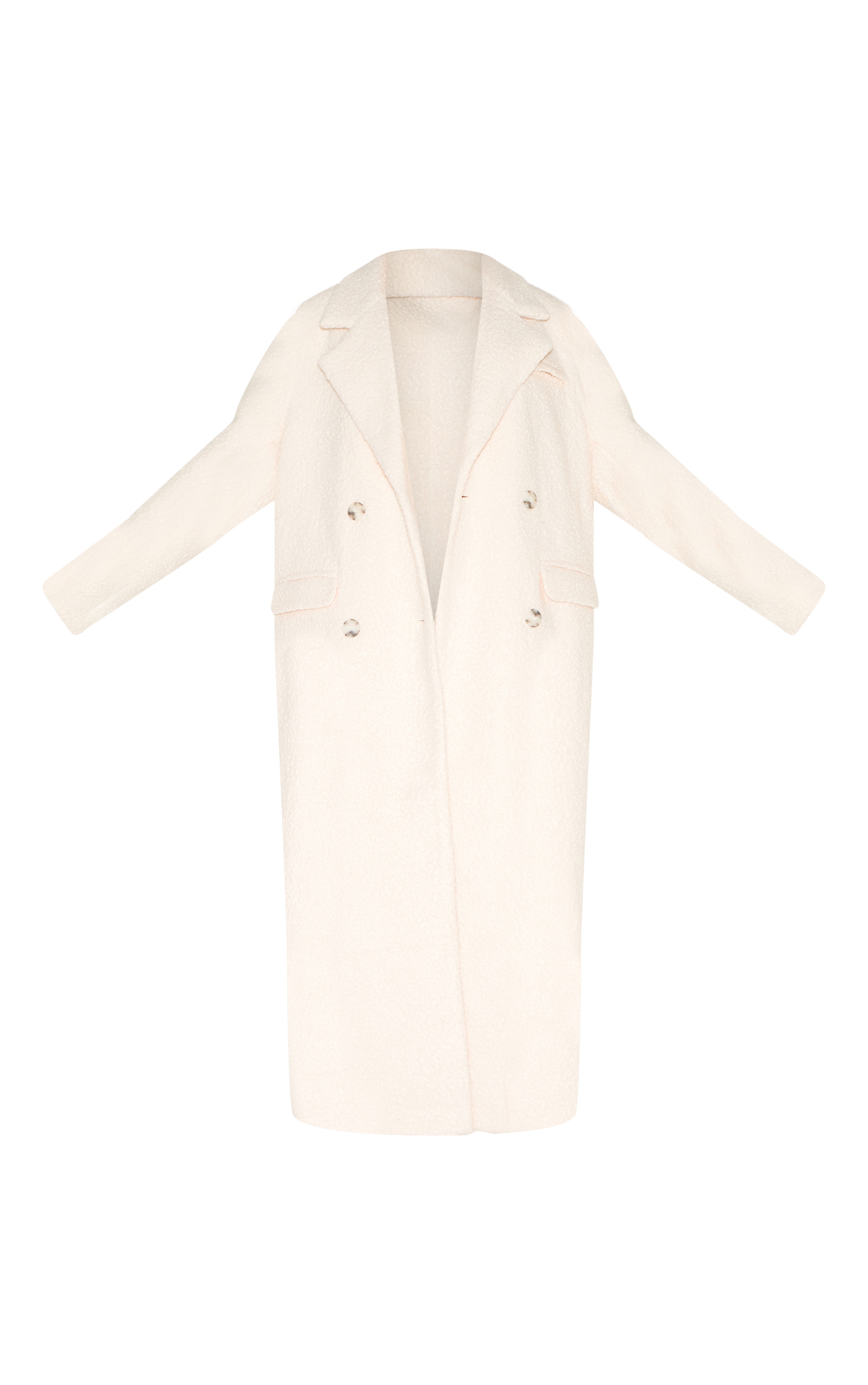 Ecru Boucle Double Breasted Structured Maxi Coat image 5