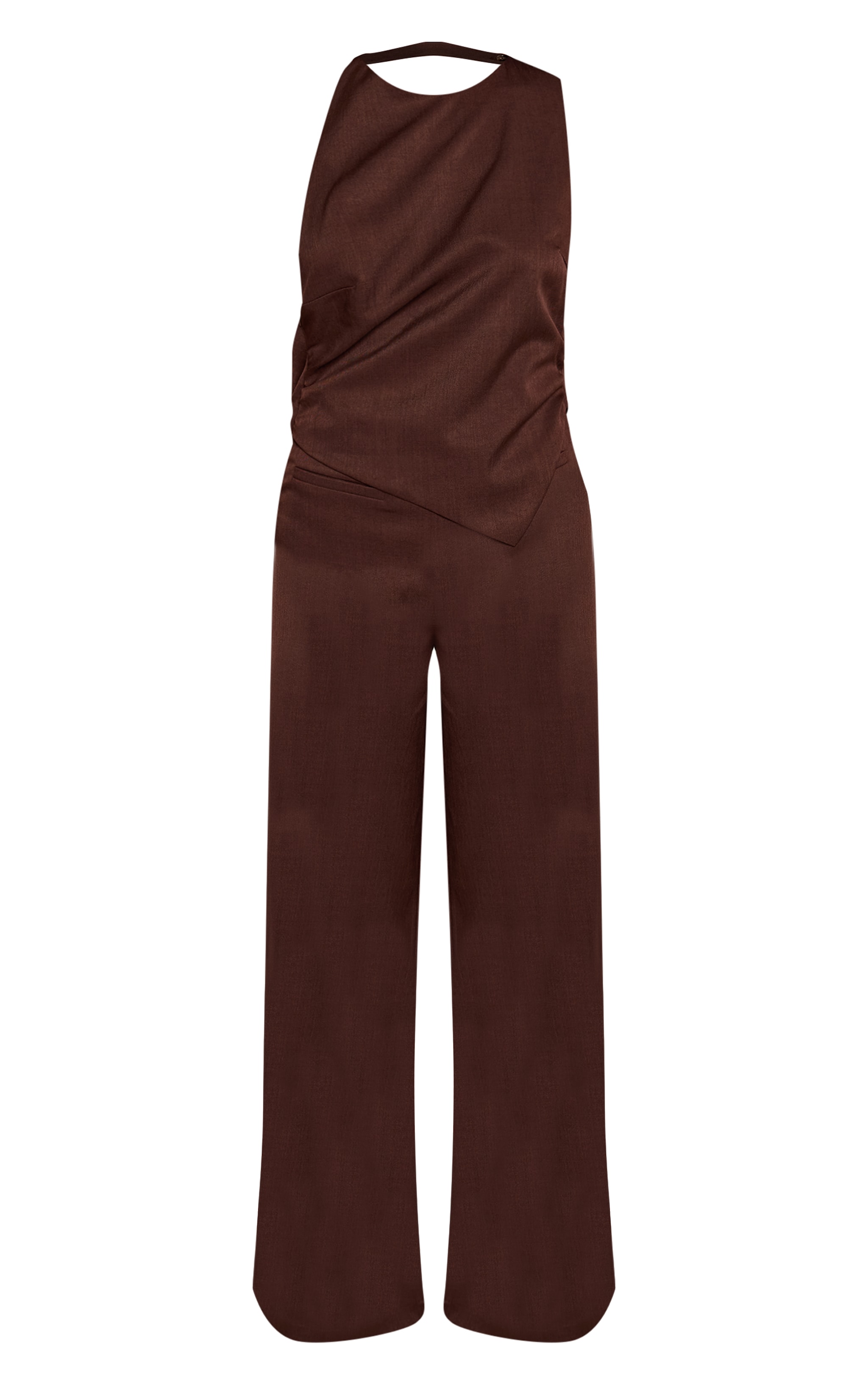 Chocolate Tailored Woven Cowl Back Jumpsuit image 5