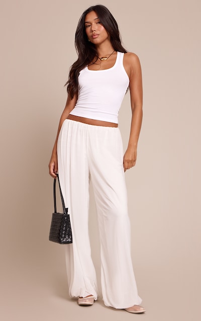 Pantalon bouffant léger en mousseline de soie écrue