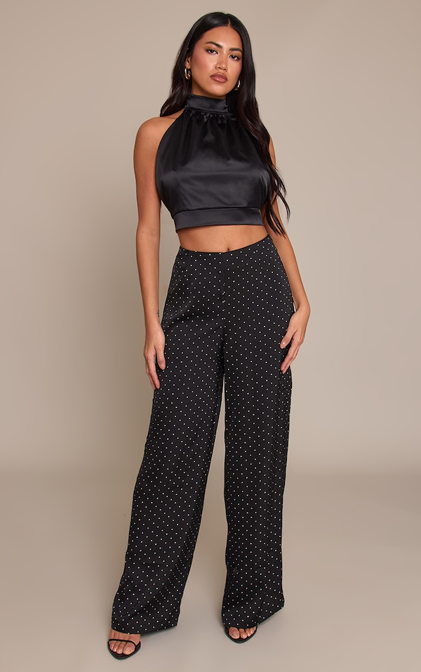 Black Polka Dot Straight Leg Pants