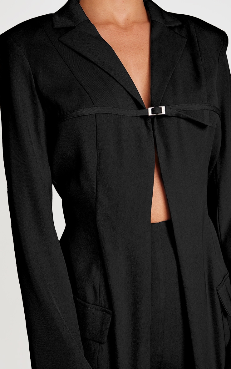 Black Tailored Woven Thin Belt Detail Romper image 3