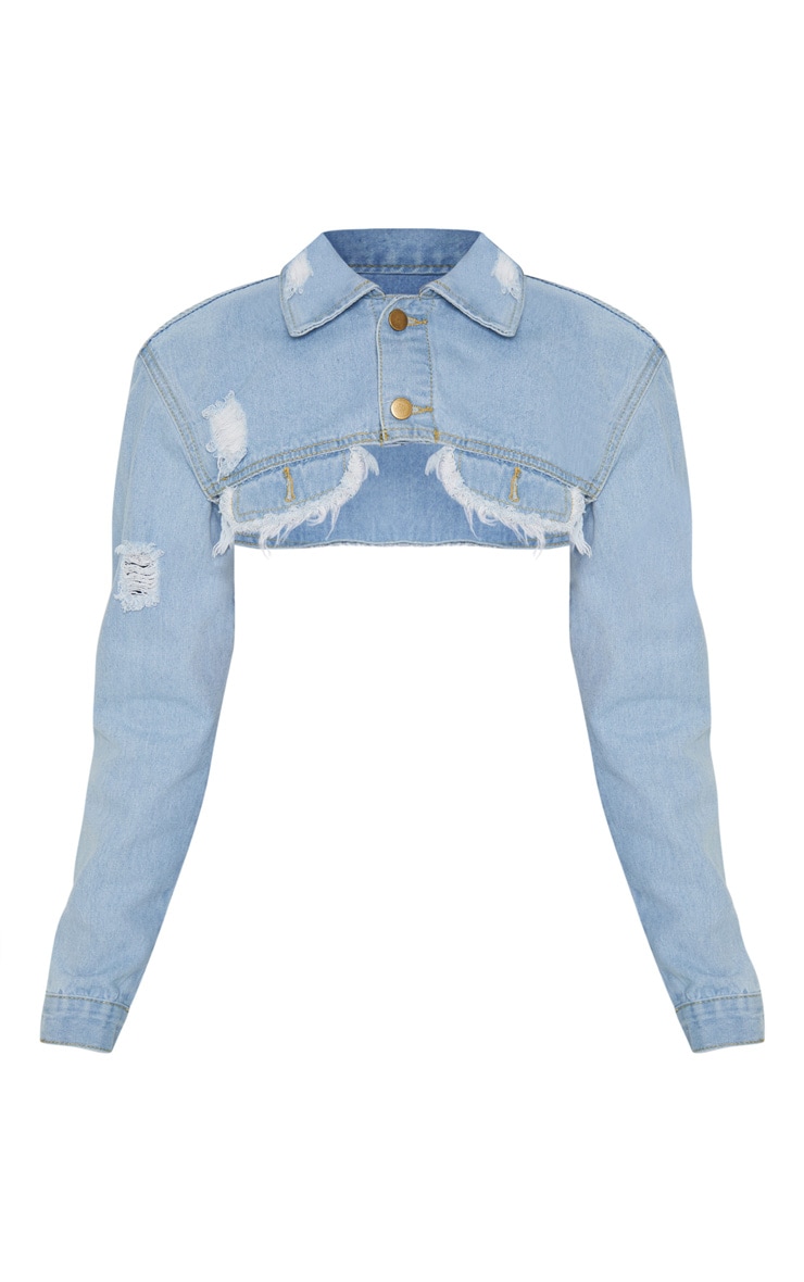 super cropped black denim jacket