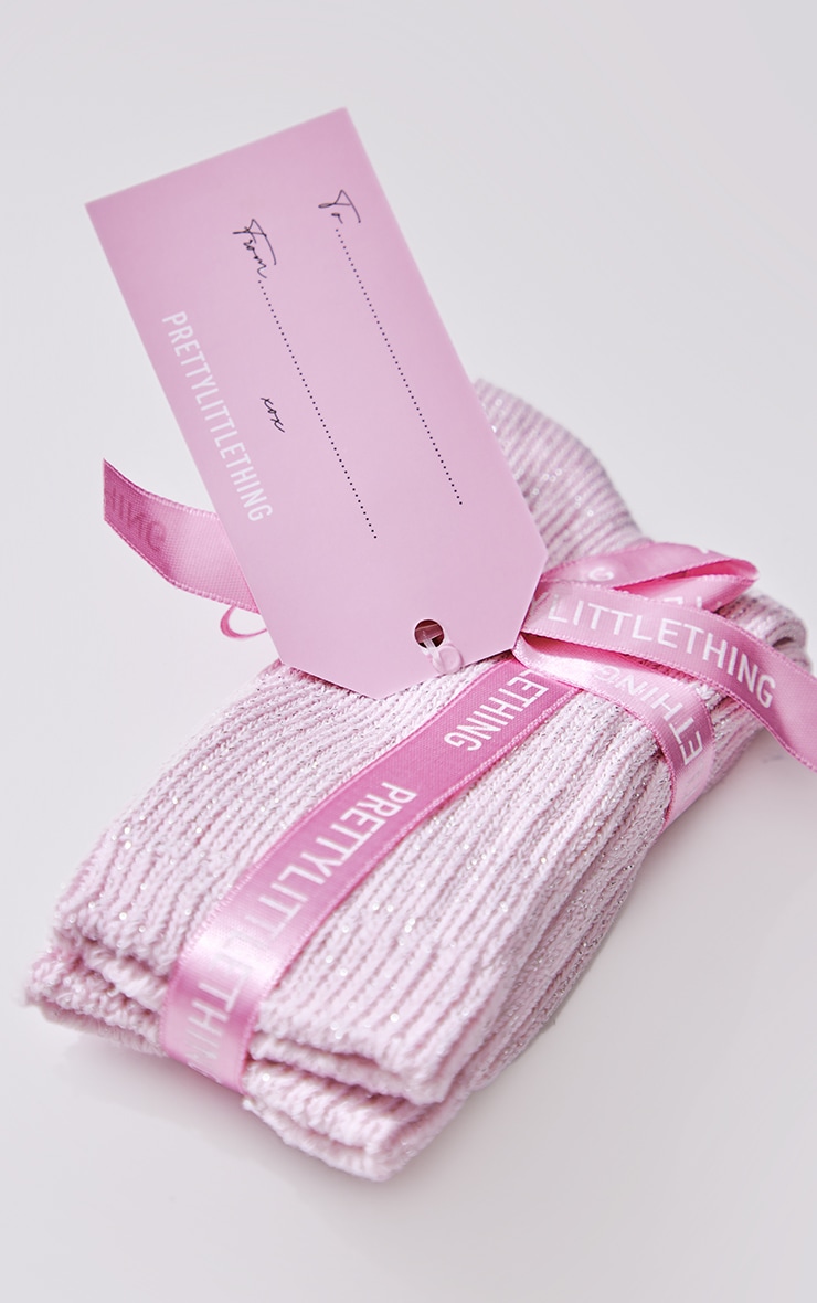 Prettylittlething Baby Pink Glitter Socks PrettyLittleThing
