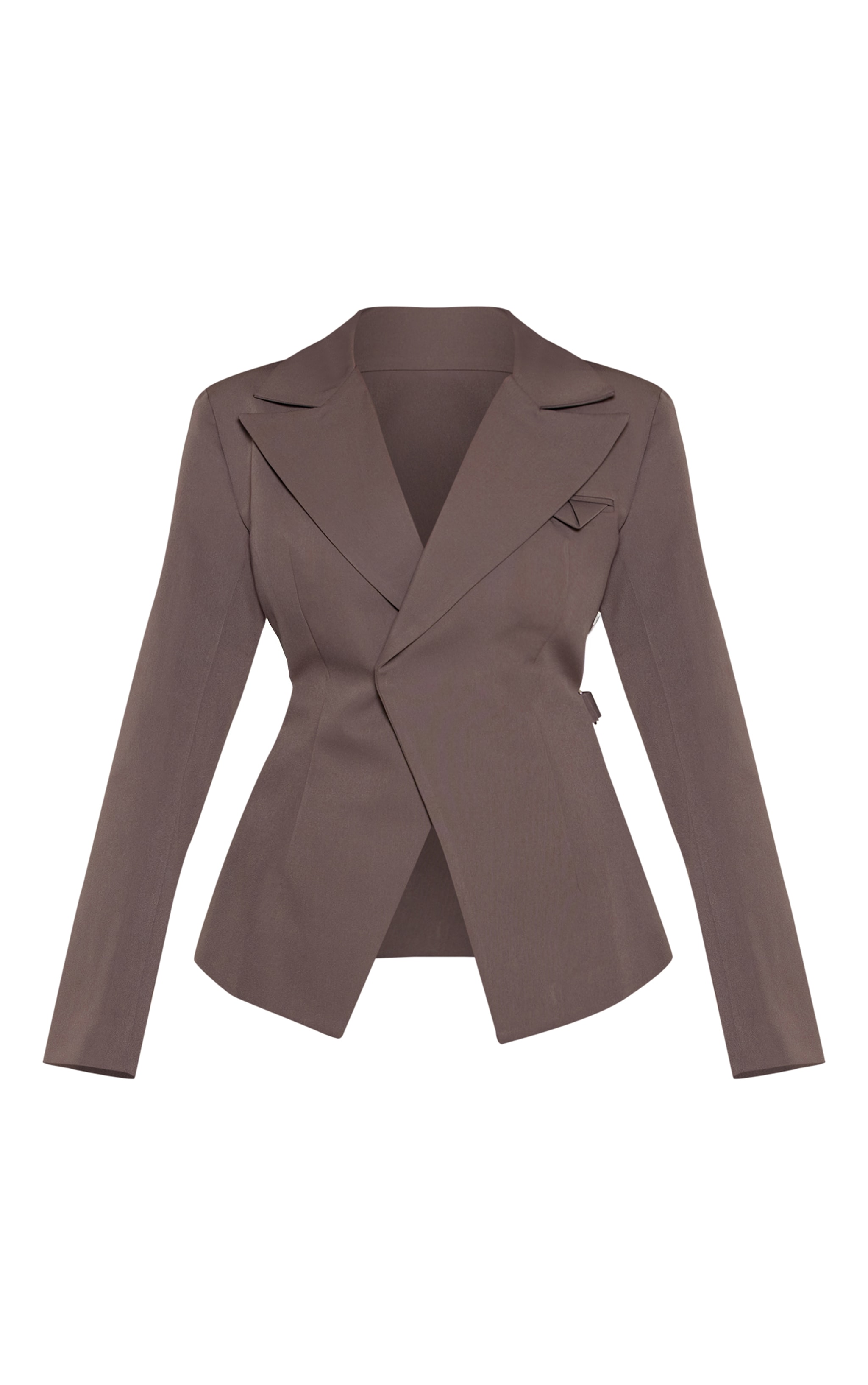 Shape Grey Tailored Asymmetrical Cross Over Adjustable Waist Blazer image 5