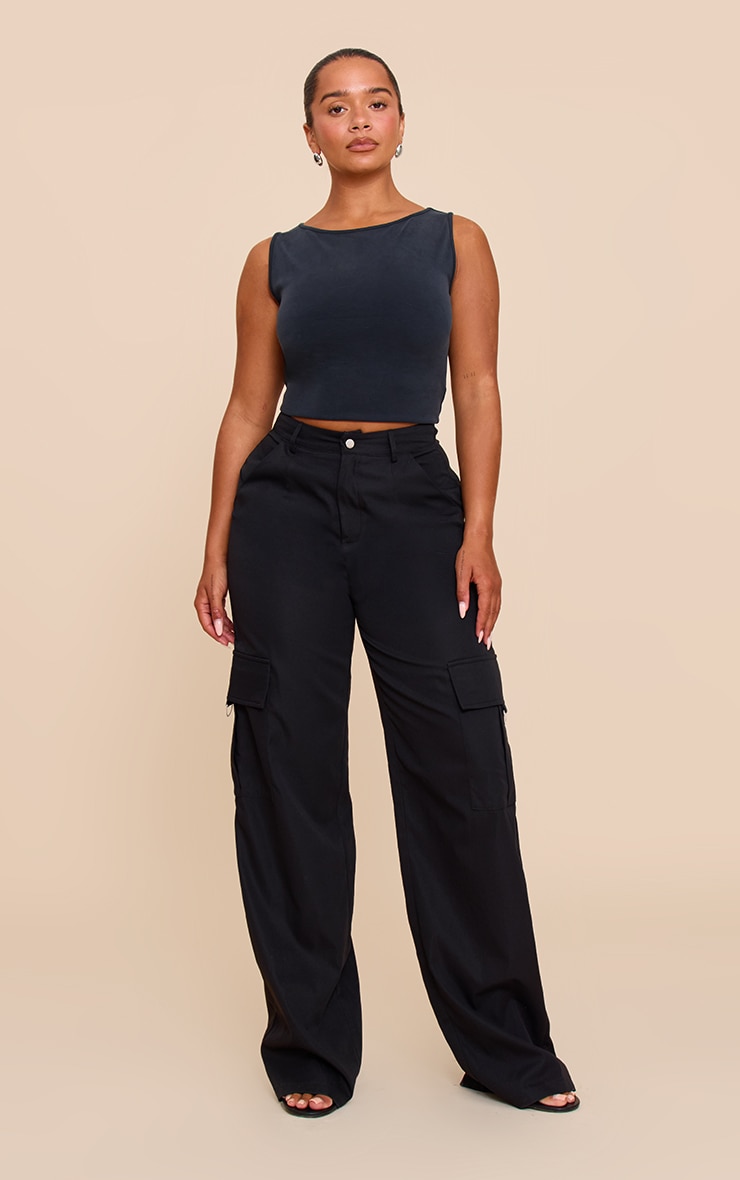 Shape Black Buckle Cargo Wide Leg Pants image 1