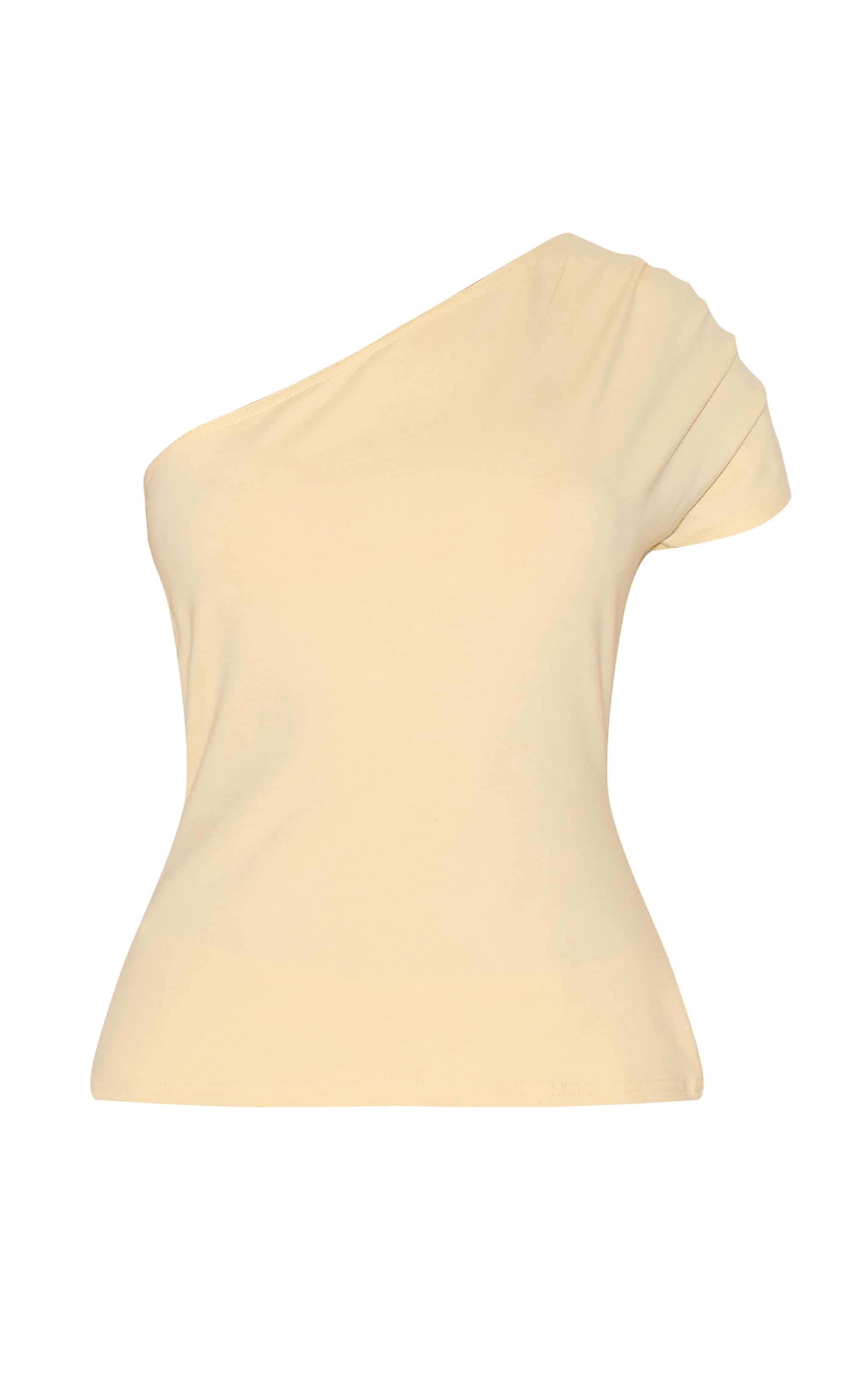 Butter Yellow Cotton One Shoulder Longline Top image 5