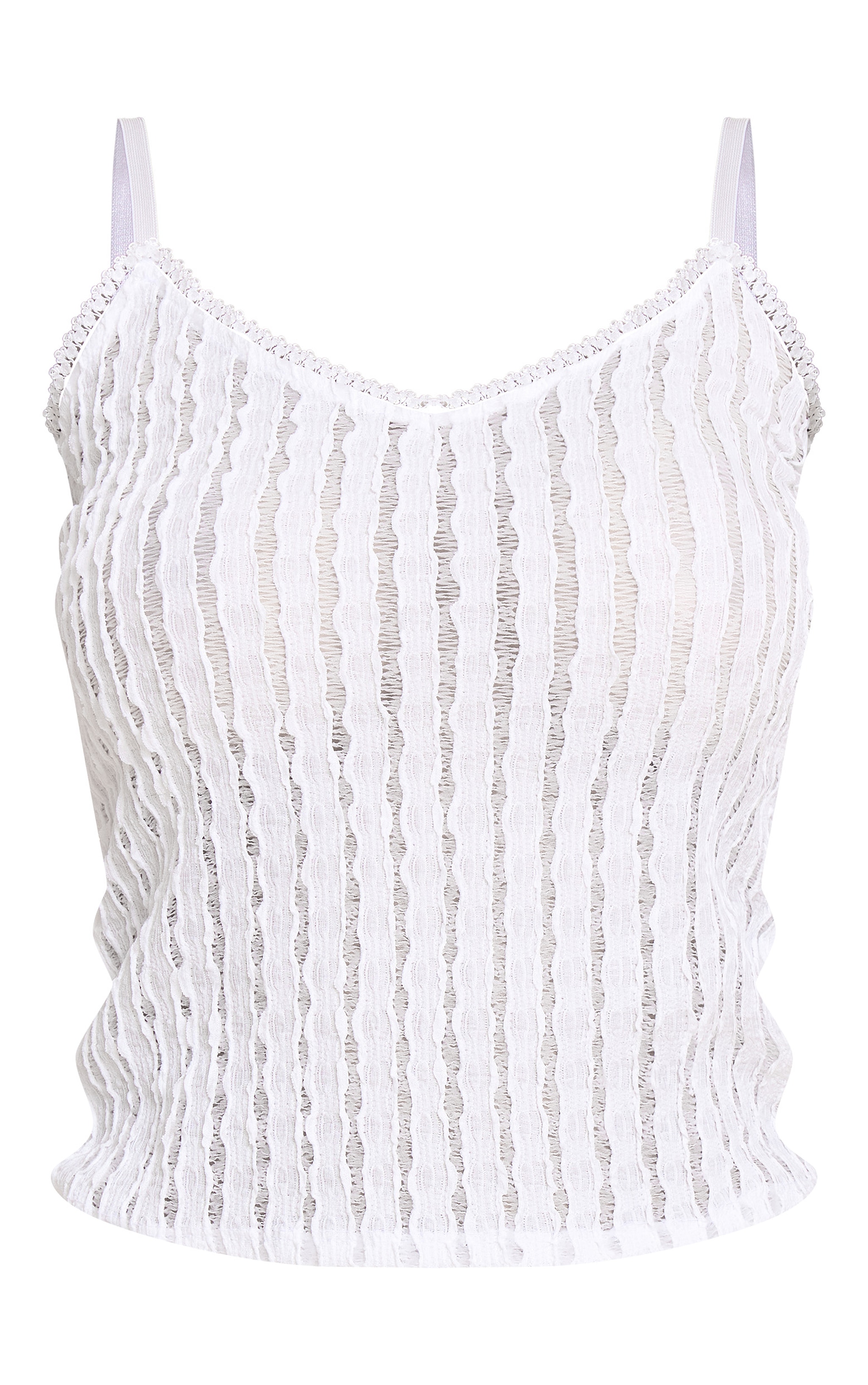 Petite White Textured Trim Cami image 5