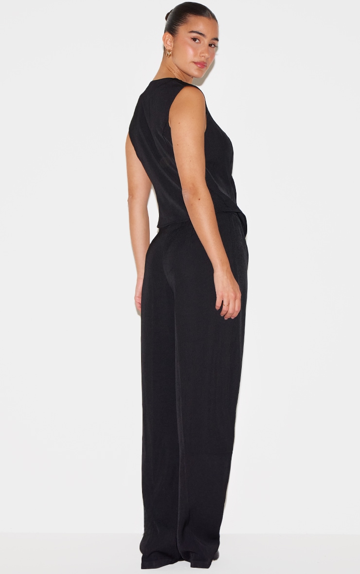 Black Woven Asymmetric Detail Vest Straight Leg Jumpsuit image 2