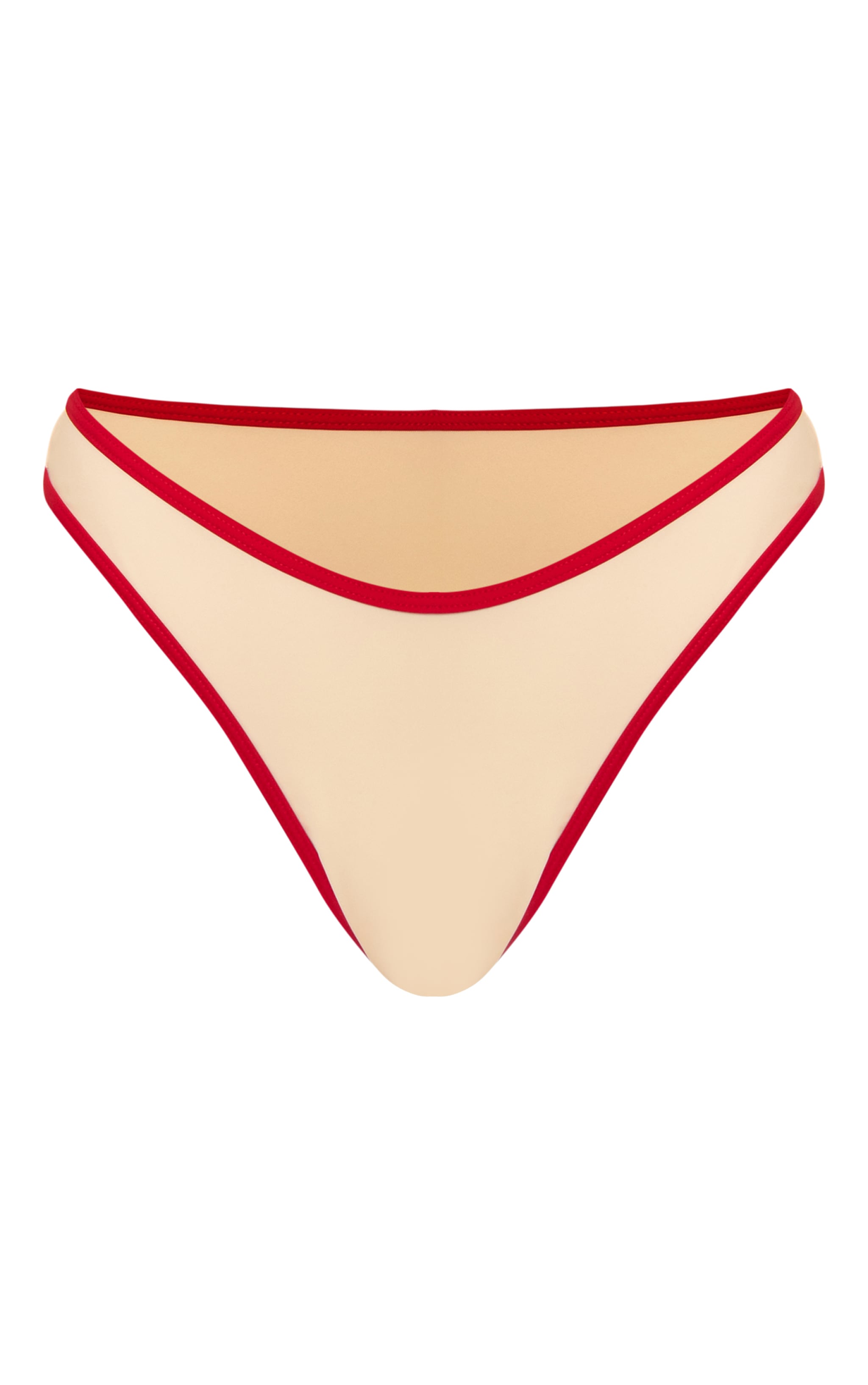 Cream Contrast Red Binding Tanga Bikini Bottoms image 5