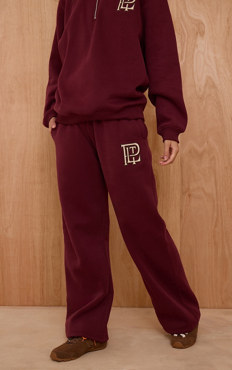 PLT Burgundy Cotton Fleece Straight Leg Sweatpants image 2