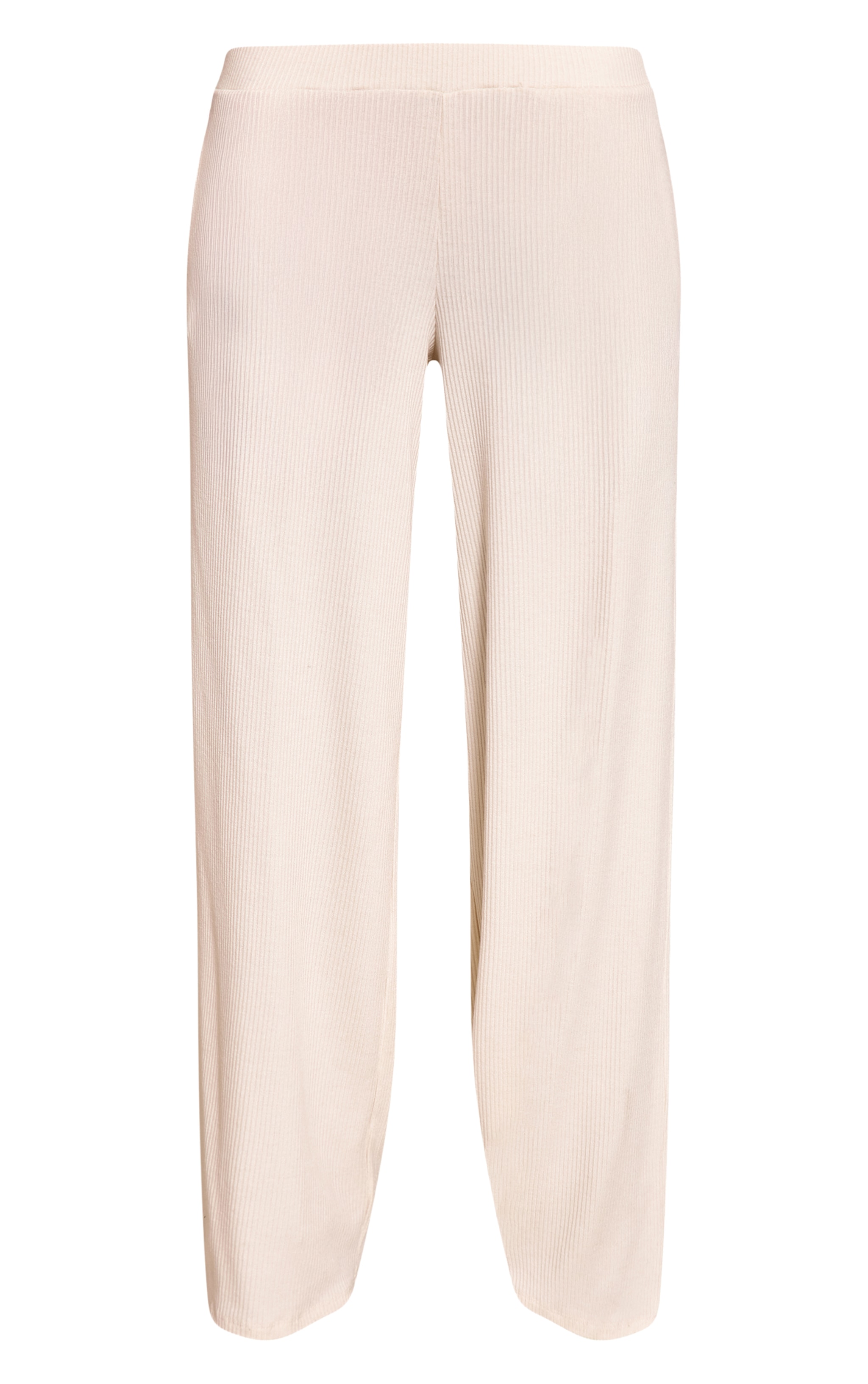 Cream Rib Drawstring Low Rise Straight Leg Pant  image 5