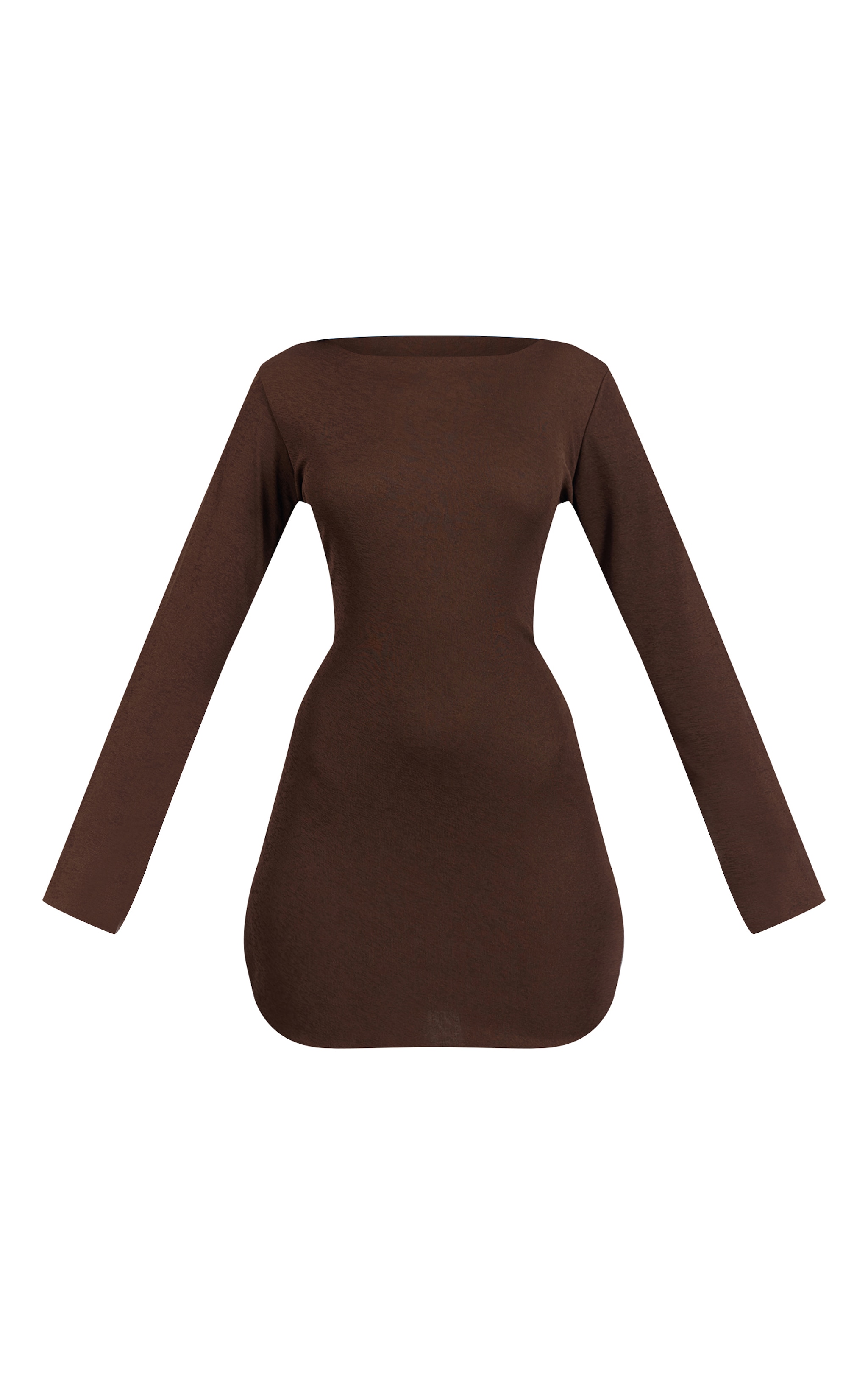 Chocolate Onion Skin Boat Neck Flute Sleeve Mini Bodycon Dress image 5