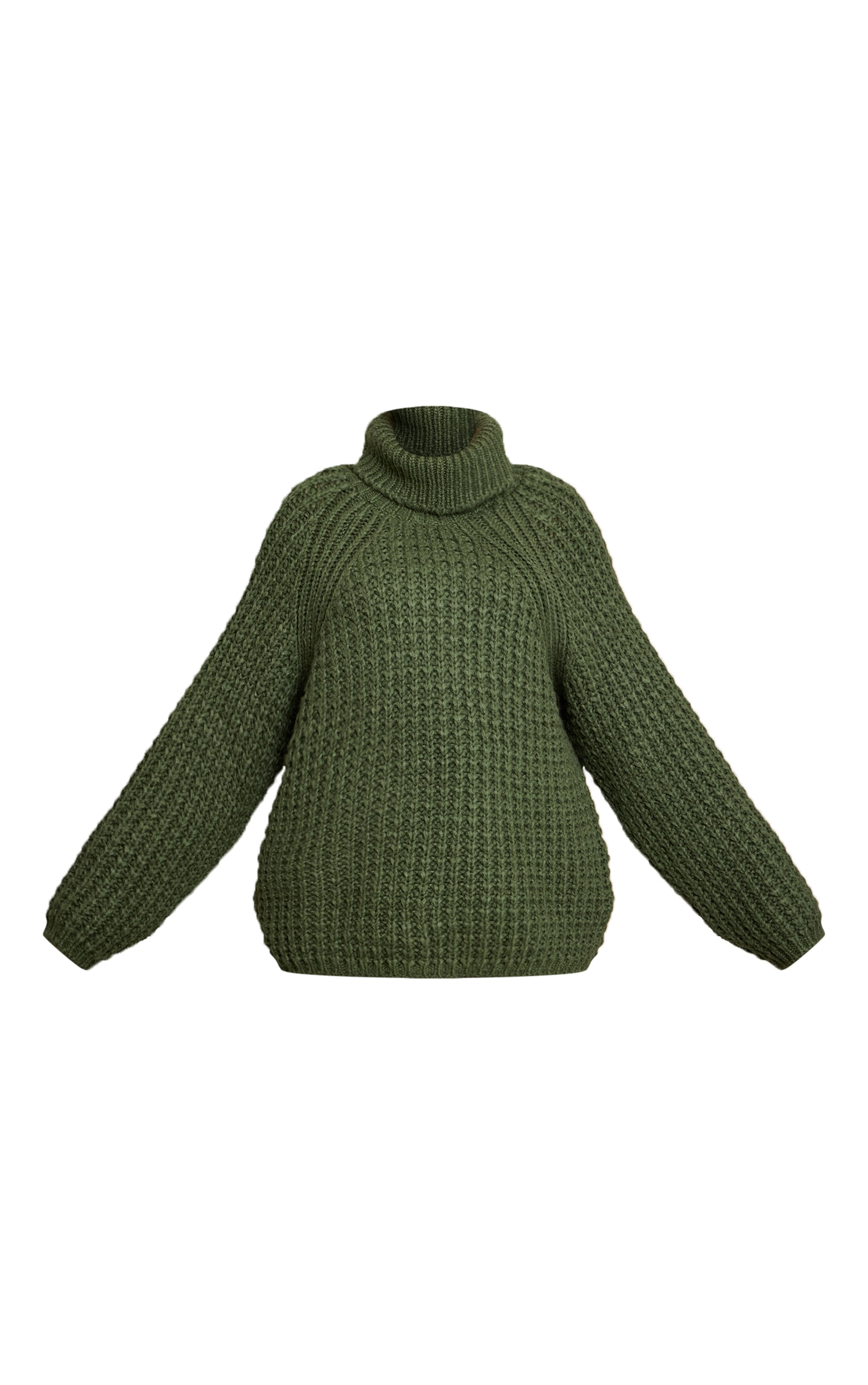 Plus Forest Green Chunky Knitted Roll Neck Jumper  image 5