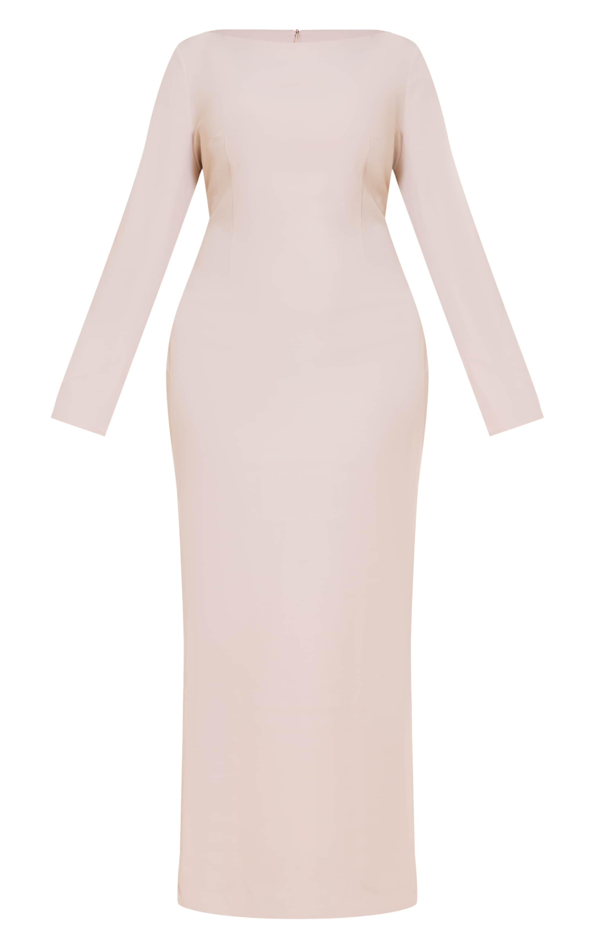 Plus Almond Tailored Boat Neck Midaxi Dress image 5