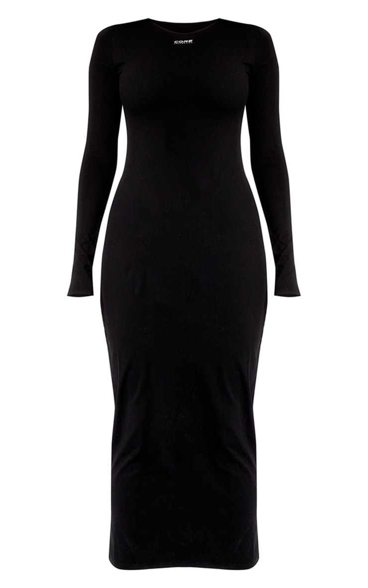 Black Core Collection Tab Snatched Sculpt Long Sleeve Midaxi Dress image 5