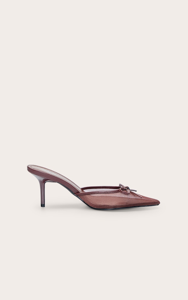 Chocolate Mesh Bow Detail Mule