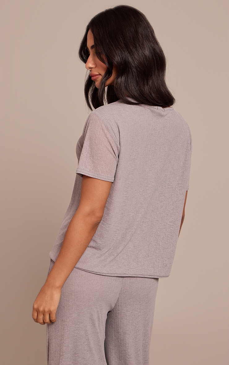 Petite Grey Sheer Textured Flowy Top image 2