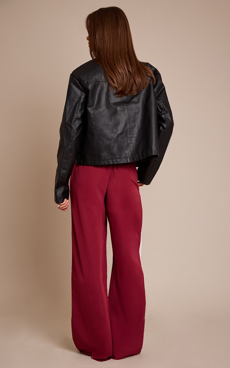 Bas de survêtement en nylon prune à rayures sur les côtés image 3