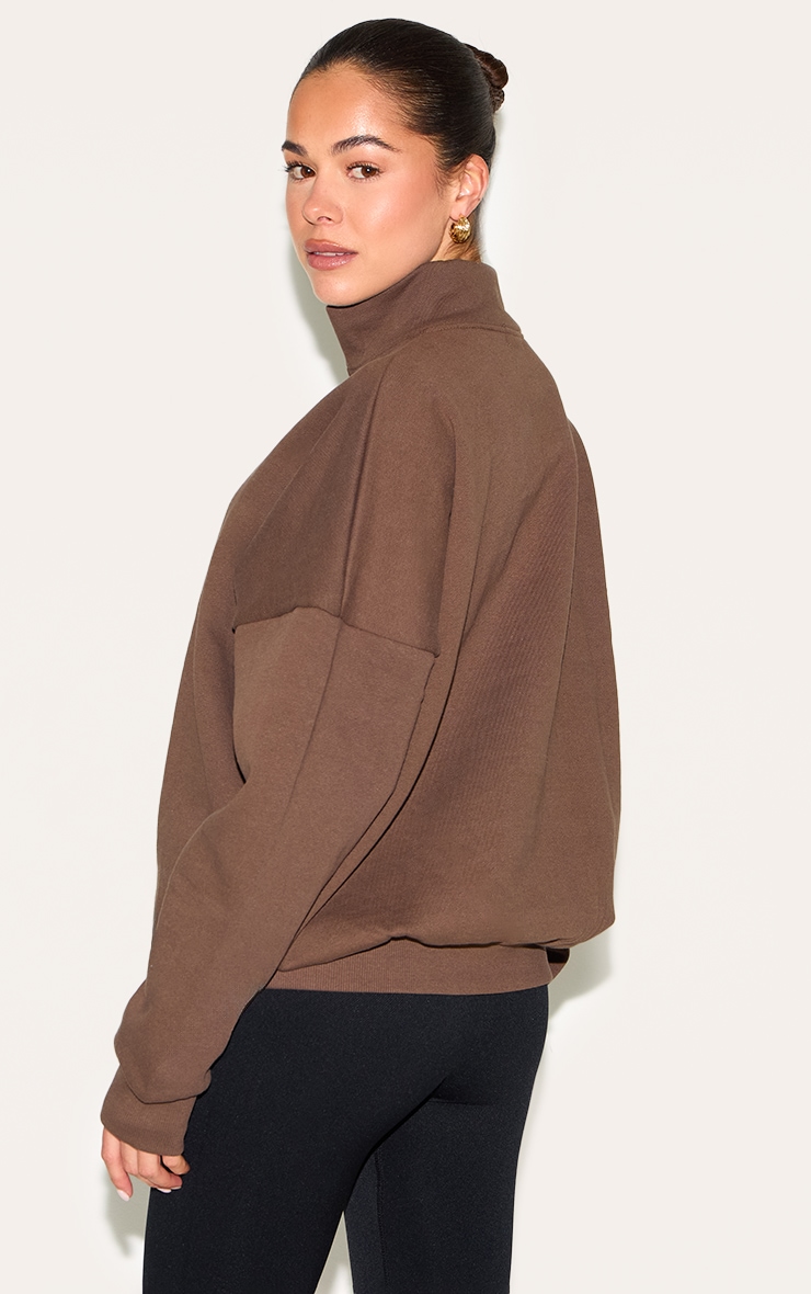 Espresso Premium High Neck Quarter Zip Oversized Sweatshirt image 2
