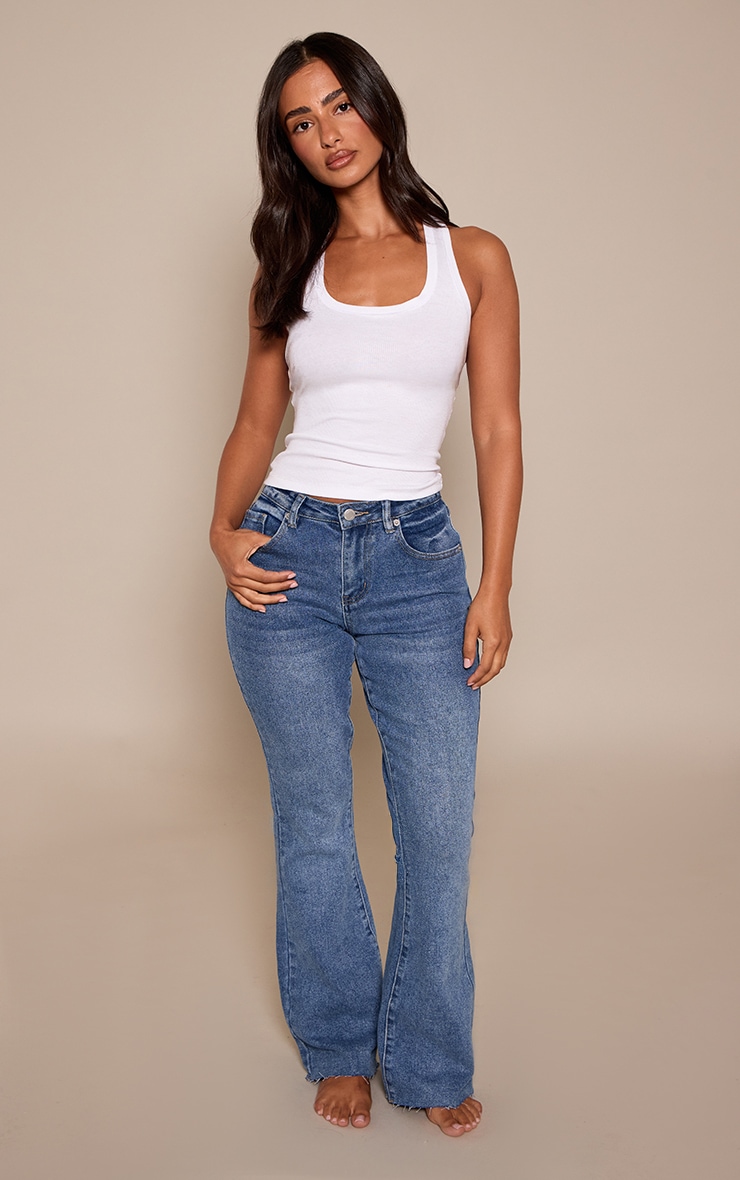 Dark Blue Vintage Low Rise Stretch Flared Jeans