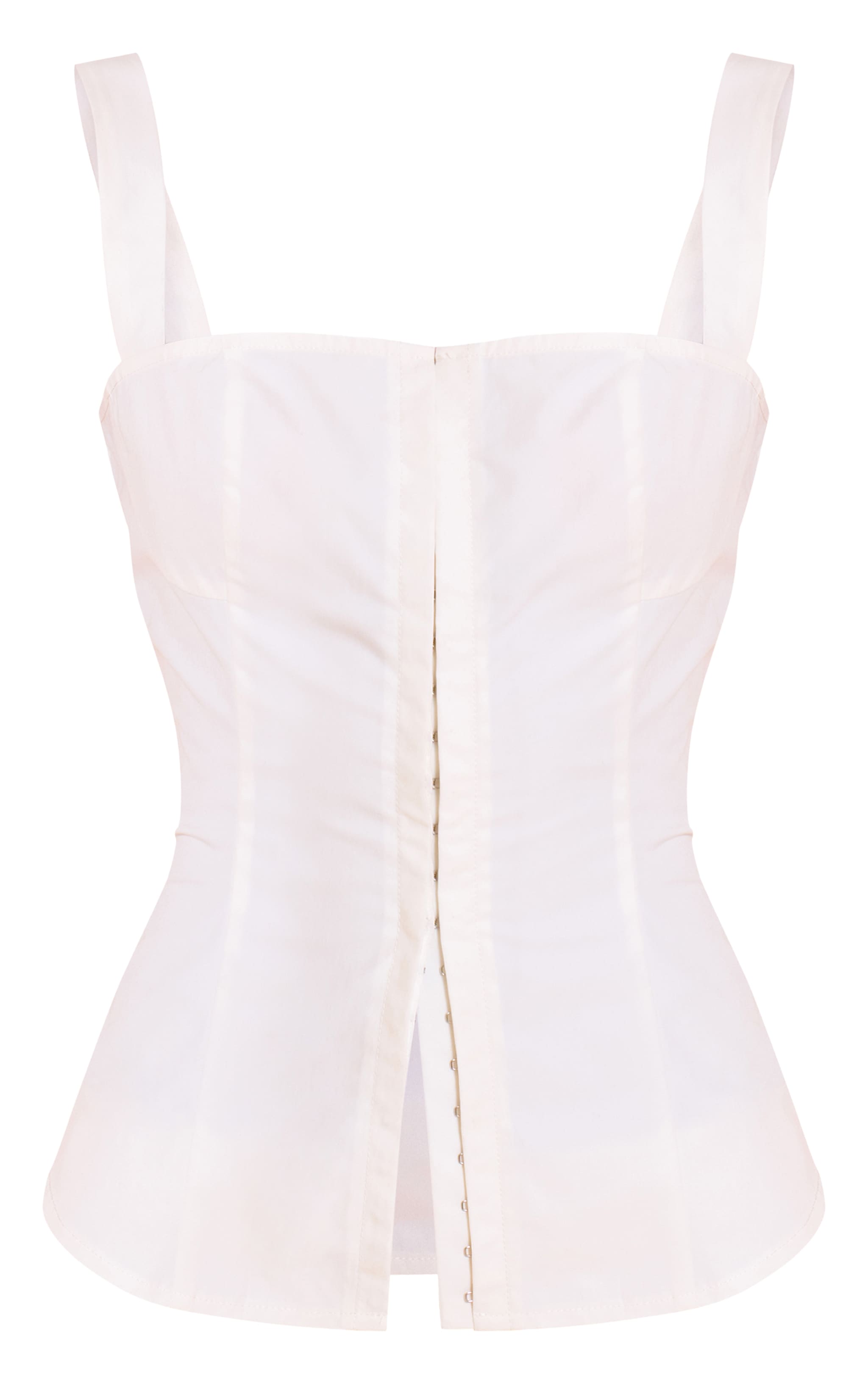 Ecru Hook And Eye Strappy Longline Top image 5