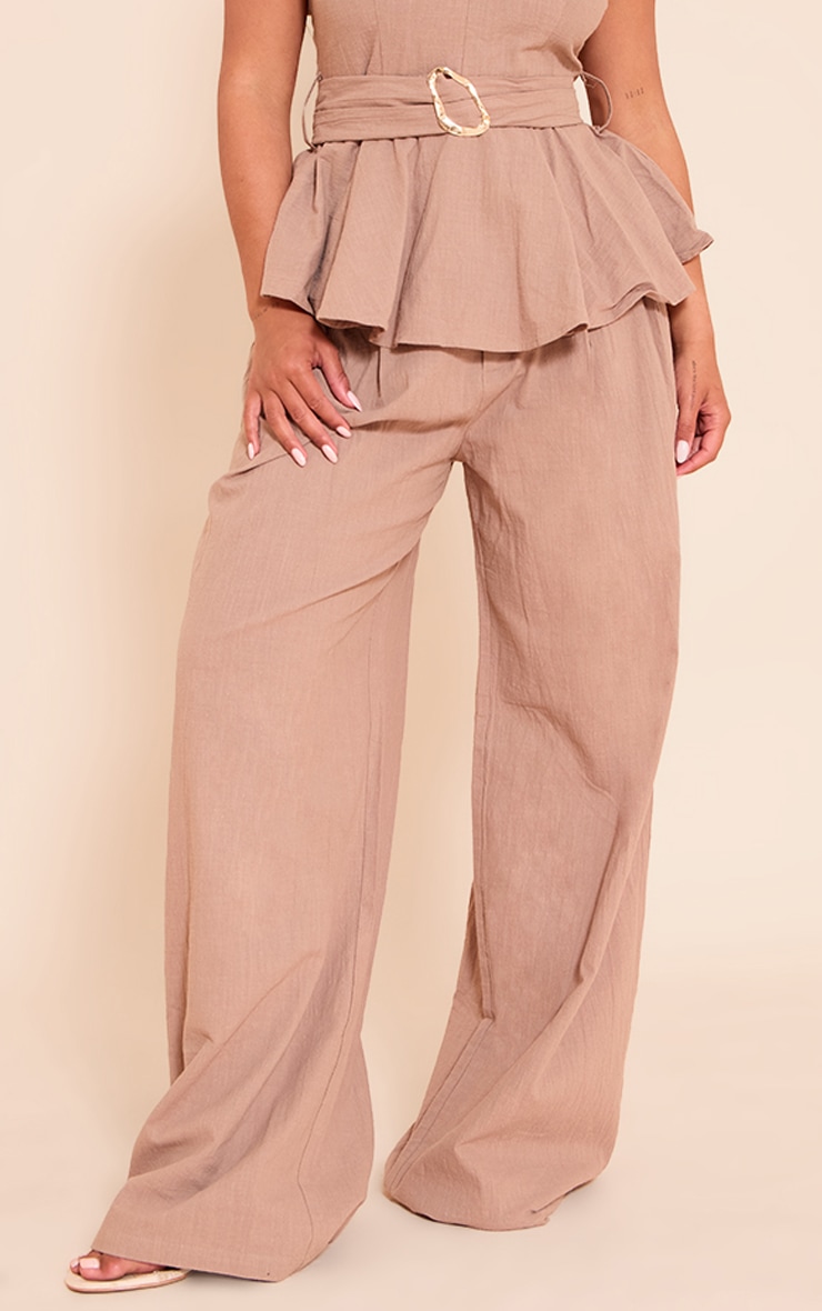 Shape Mocha Linen Highwaisted Wide Leg Pants image 2