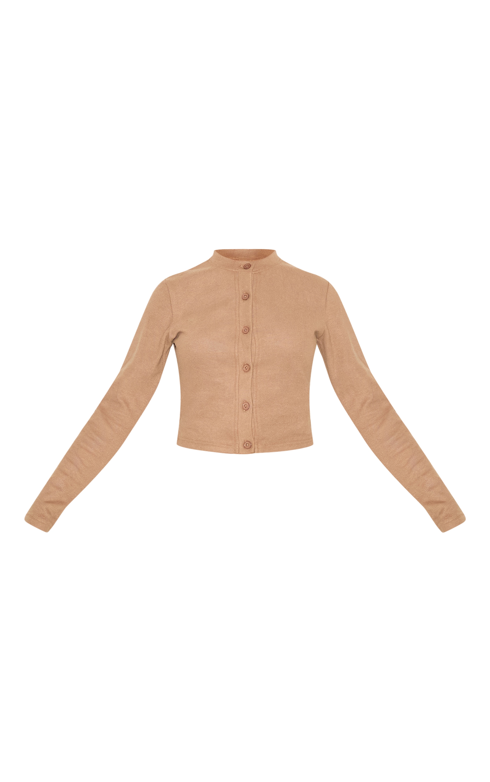 Petite Taupe Super Soft Button Down Long Sleeve Top image 5