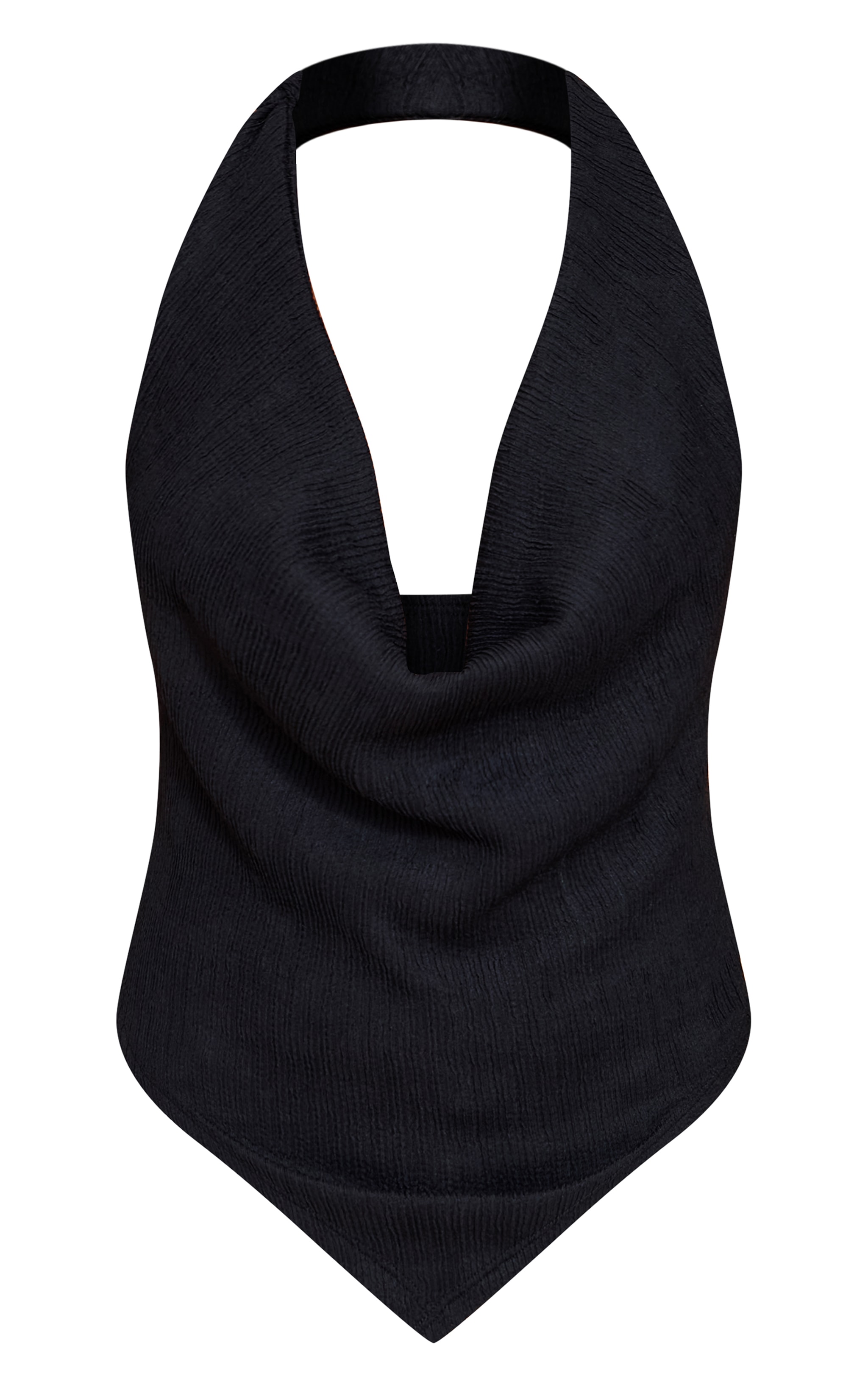 Black Textured Knot Detail Cowl Neck Top image 5