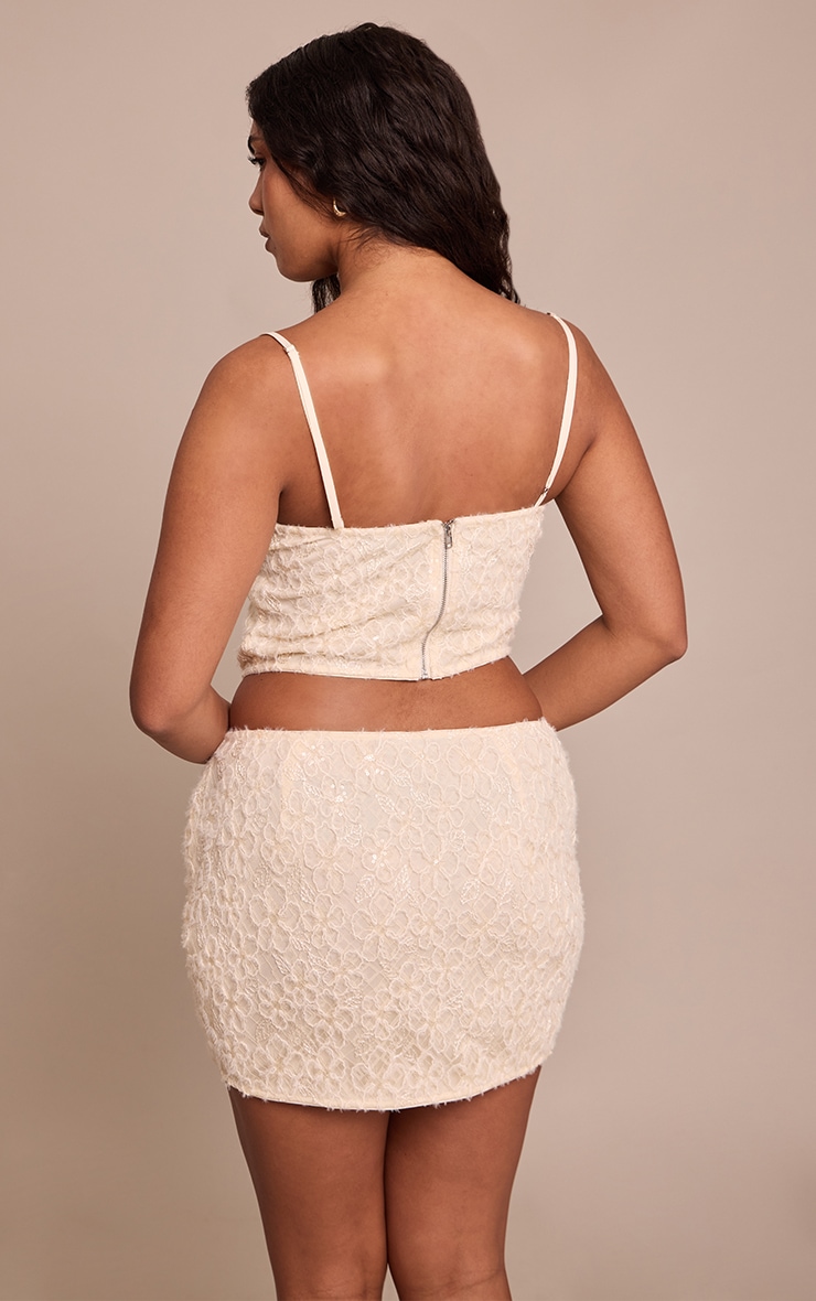 Shape Cream Textured Floral Corset Top image 2