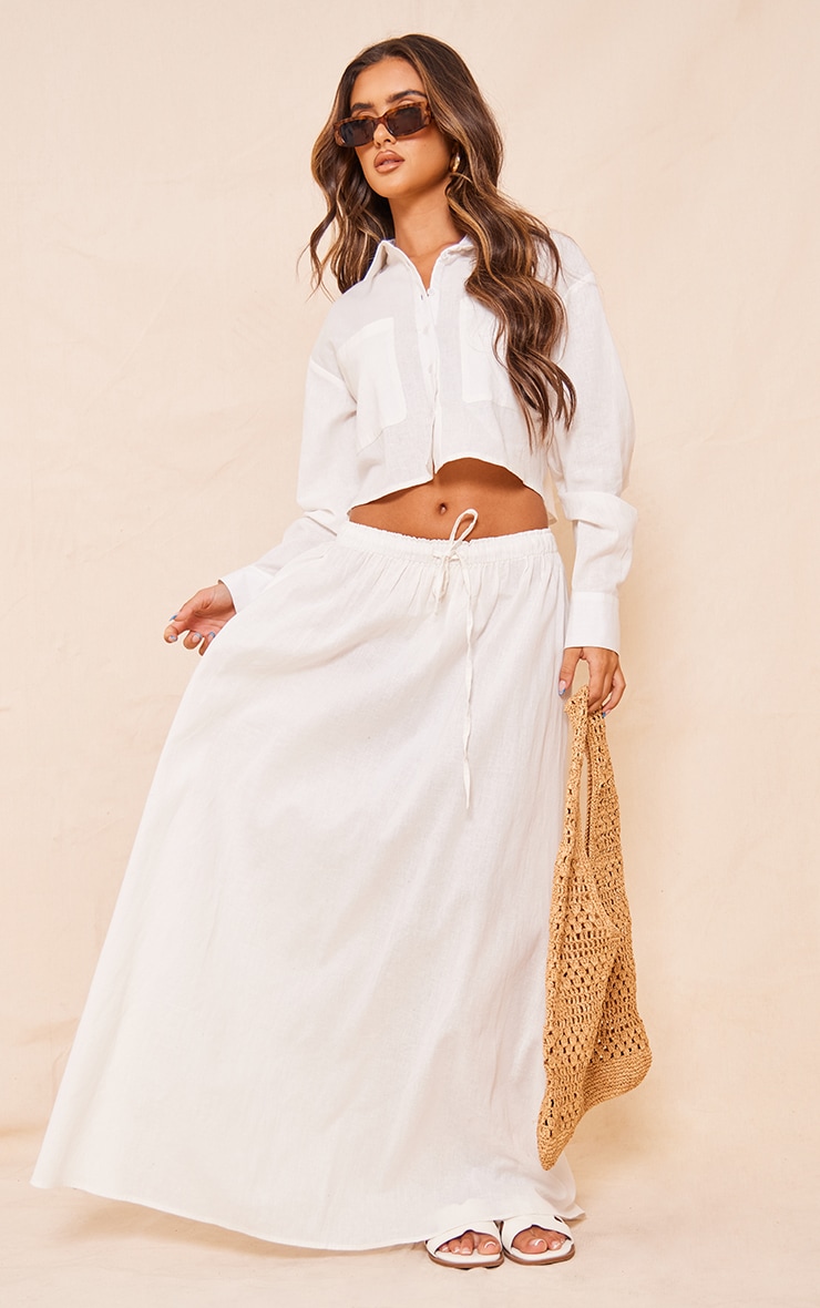 Linen drawstring skirt deals