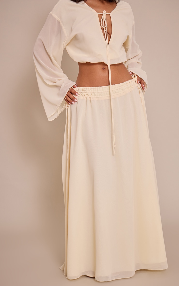 Petite Butter Yellow Chiffon Tie Side Maxi Skirt image 2