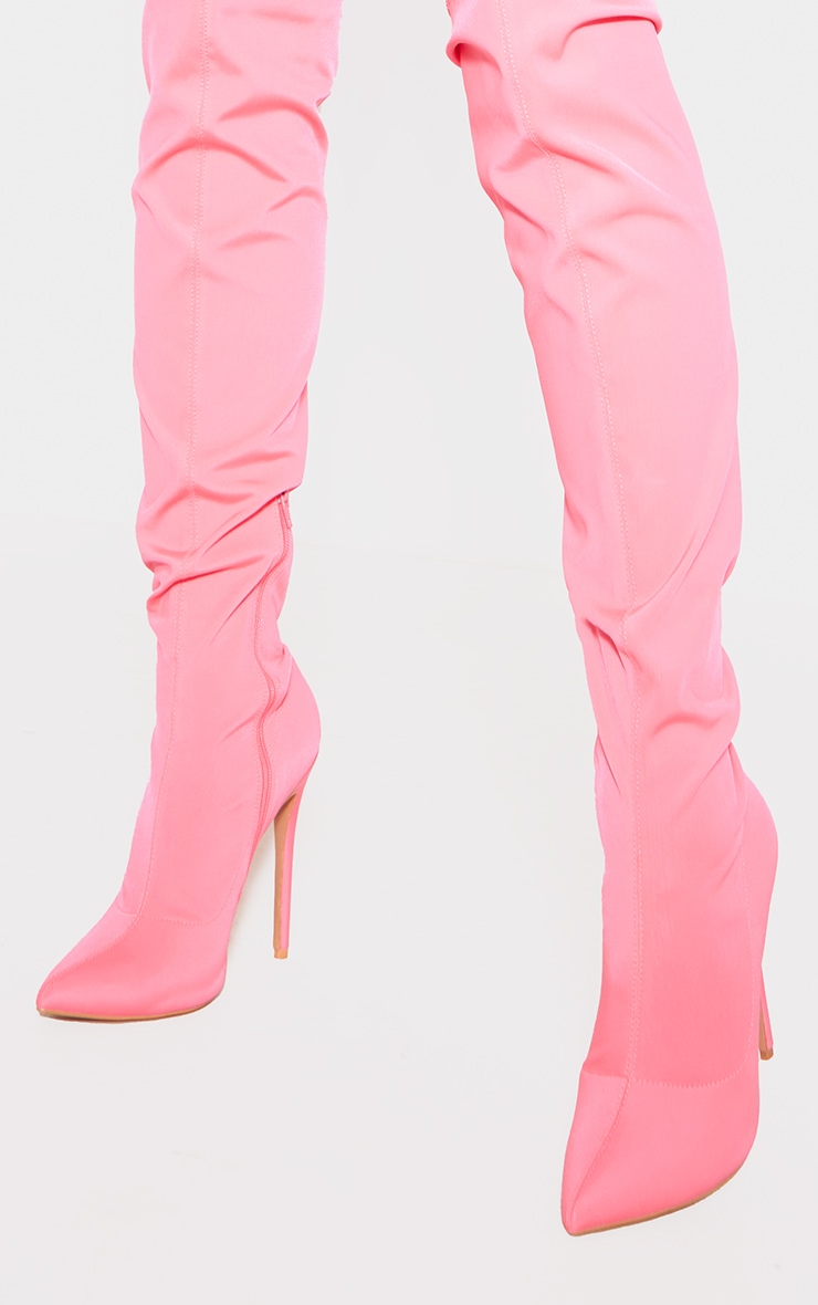 Pink thigh high sock boots Clearance