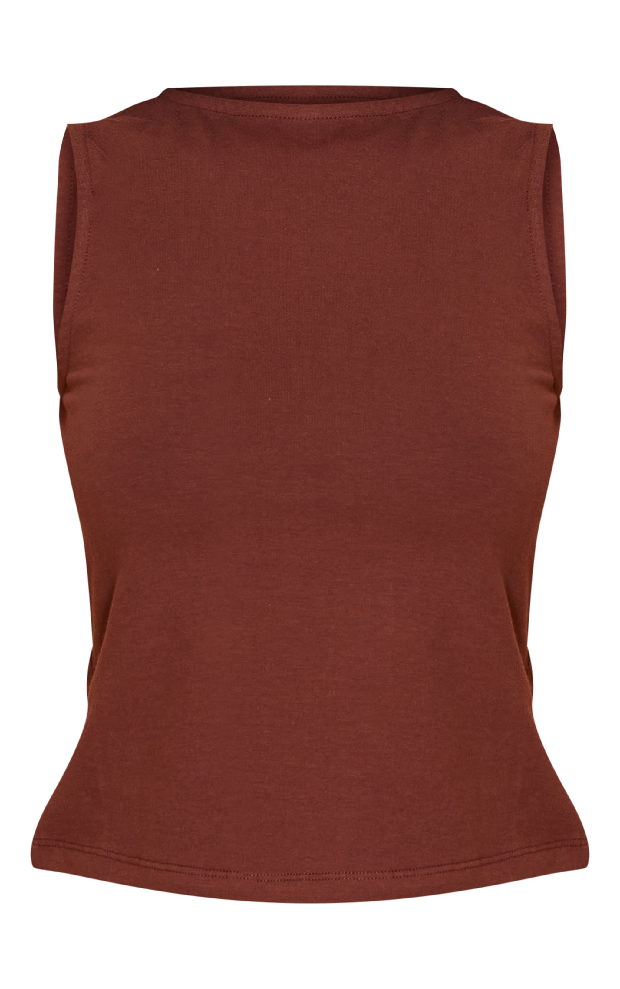 Petite Chocolate Soft Cotton Boat Neck Sleeveless Top image 5