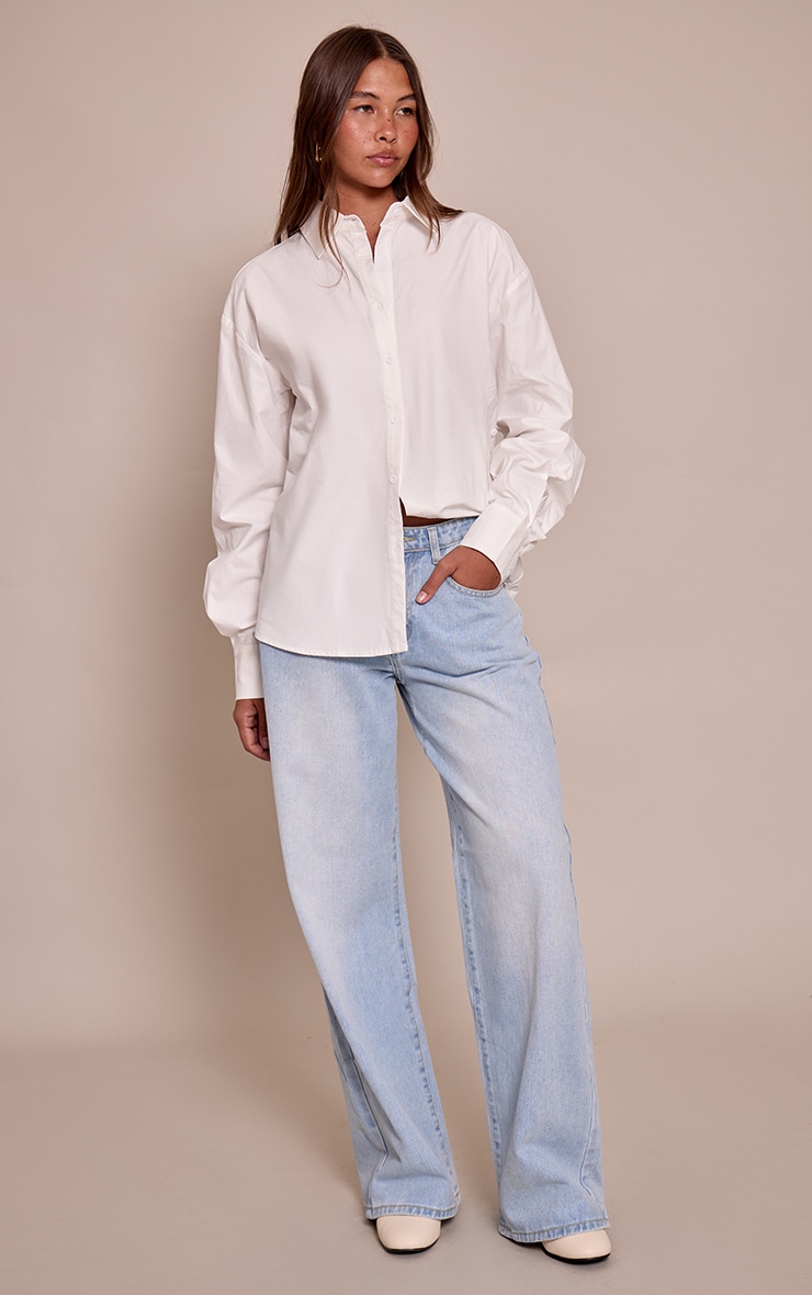 White Cotton Multi Button Cinched Shirt image 3