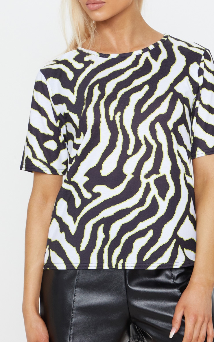 Neon Lime Zebra Printed Short Sleeve T shirt image 5