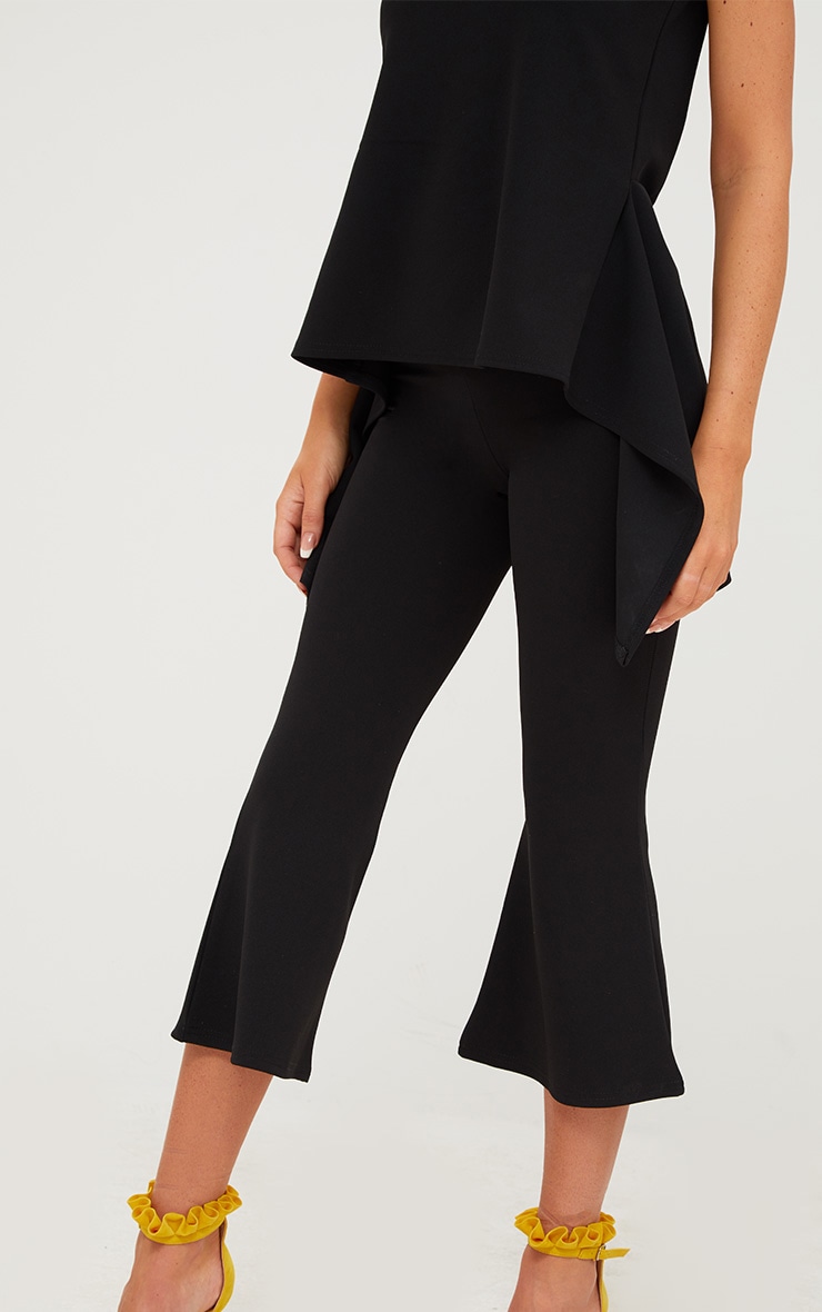 Black Cropped Flare Trousers Trousers PrettyLittleThing