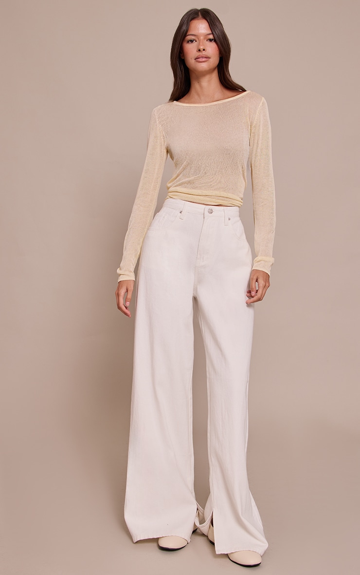 Butter Cream Sheer Knit Long Sleeve Top image 3
