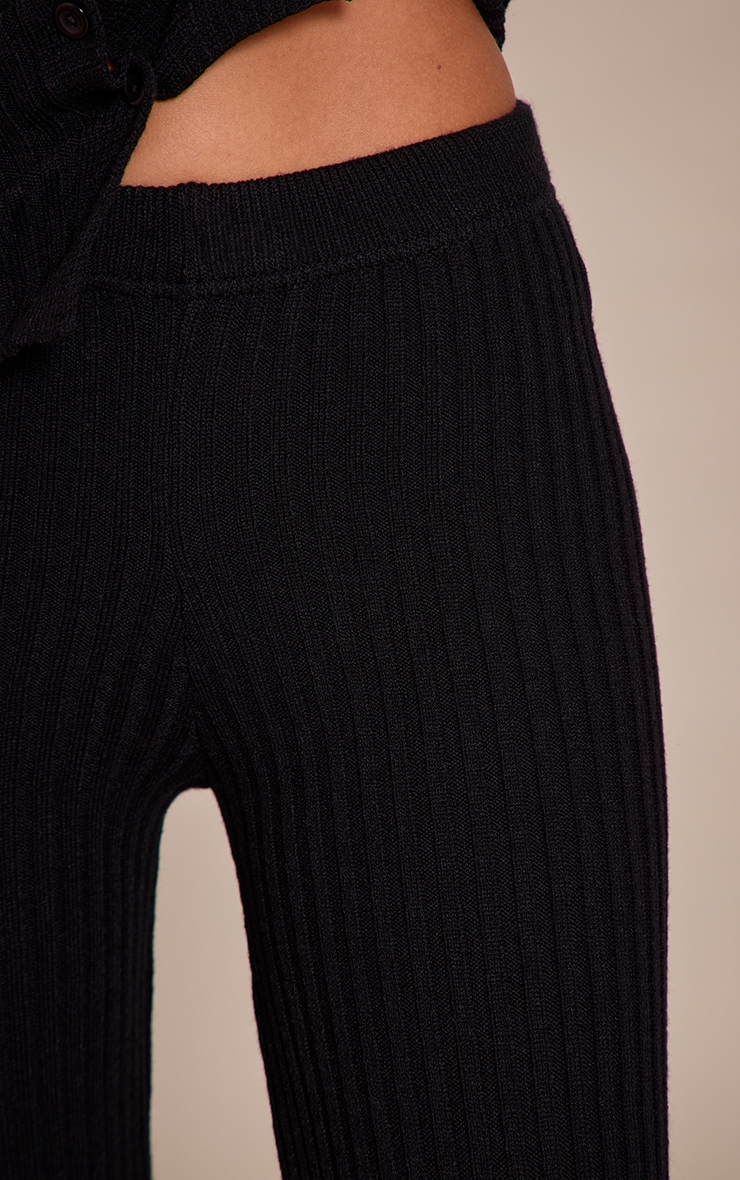 Black Ribbed Knitted Legging  image 4
