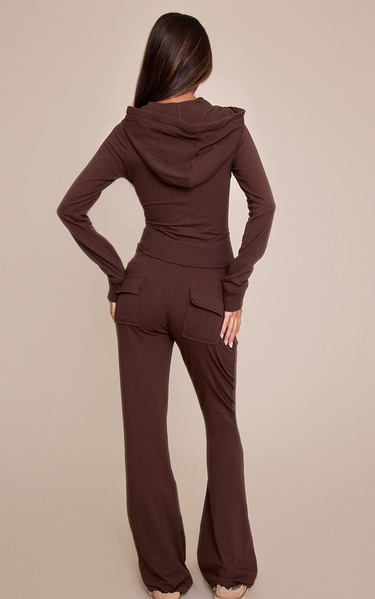 Petite Chocolate Low Rise Skinny Flare Trousers image 3