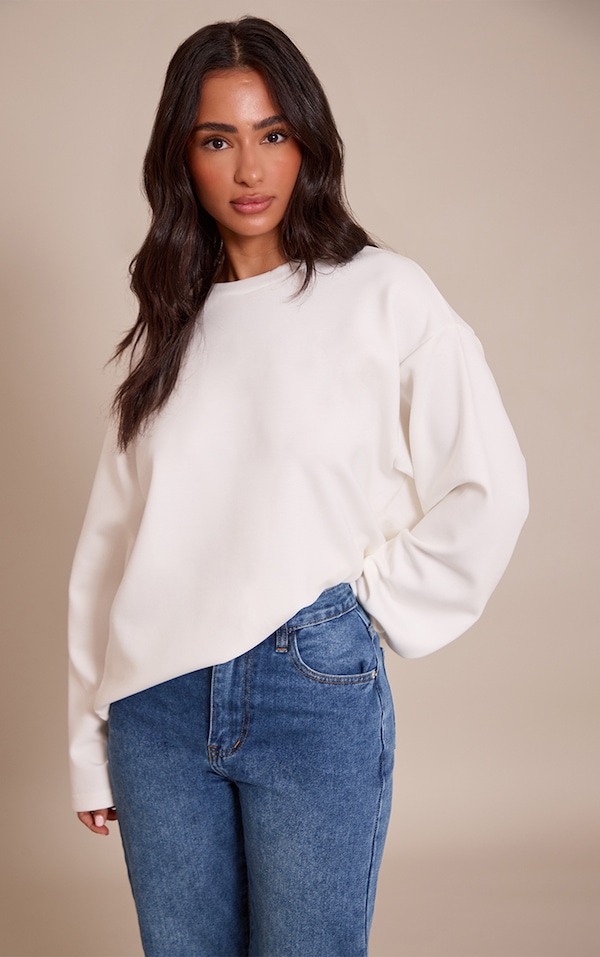 Petite White Modal Oversized Long Sleeved T-shirt