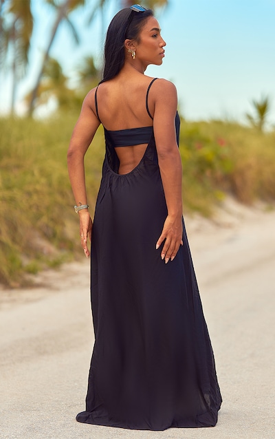 Black Low Back Oversized Maxi Beach Dress