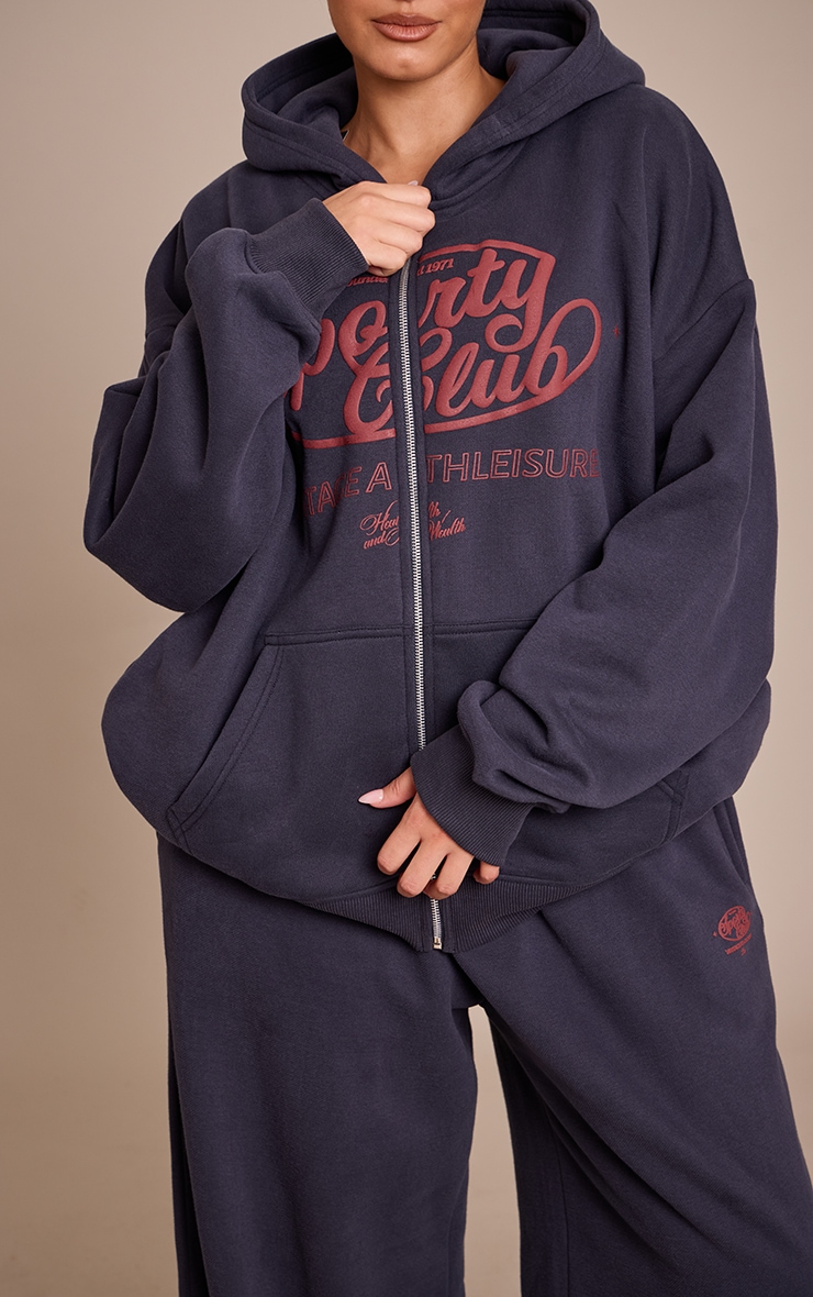 Plus Navy Oversized Zipped Hoodie image 4