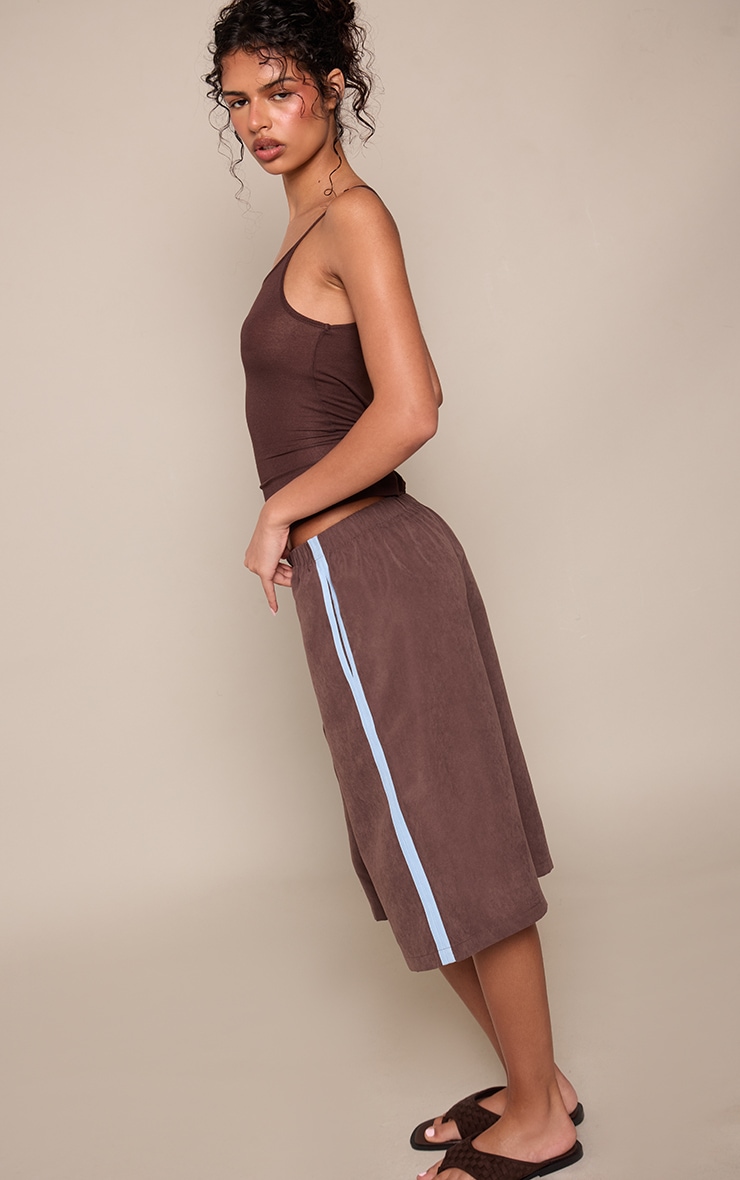 Chocolate Satin Stripe Peach Skin Jorts