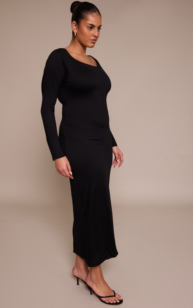 Plus Square Neck Long Sleeve Midi Dress  image 3