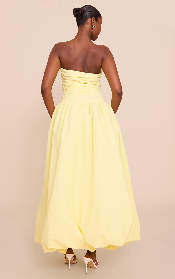 Lemon Ruched Bandeau Split Maxi Dress image 2