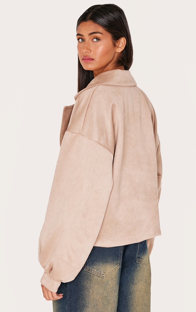 Stone Faux Suede Balloon Sleeve Trench Coat image 2